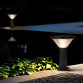 Contemporary Tapered Solar LED Pathway Light - Cylindrical Black Outdoor Lighting