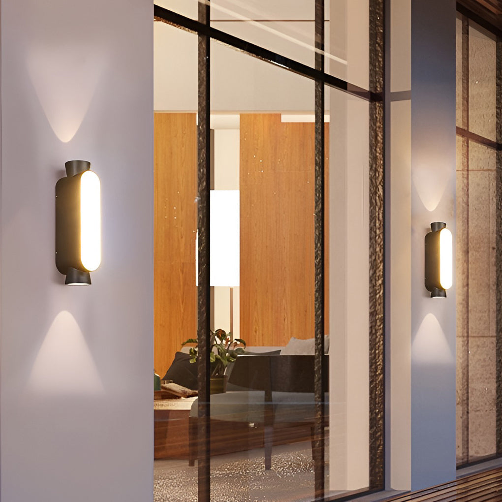Waterproof LED Outdoor Wall Sconce - Black Modern Up and Down Lights
