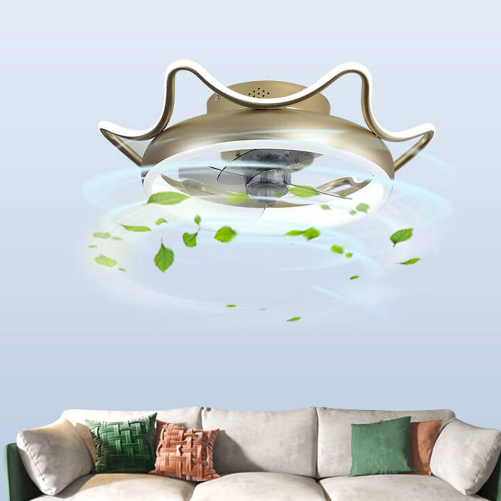Nordic Light Luxury Round Wrought Iron LED Ceiling Fan Light
