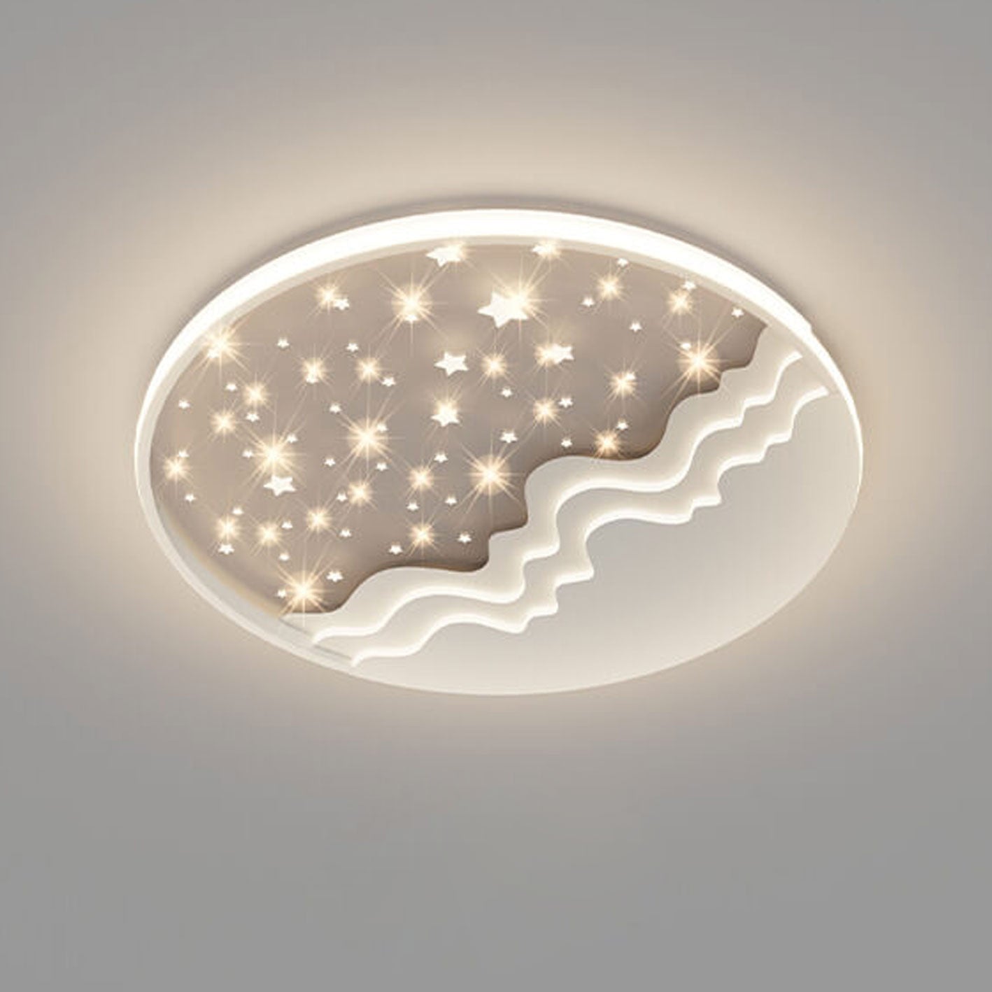 Nordic Aluminum LED Flush Mount Ceiling Light – Round Star Moon Design - Modern Home Lighting