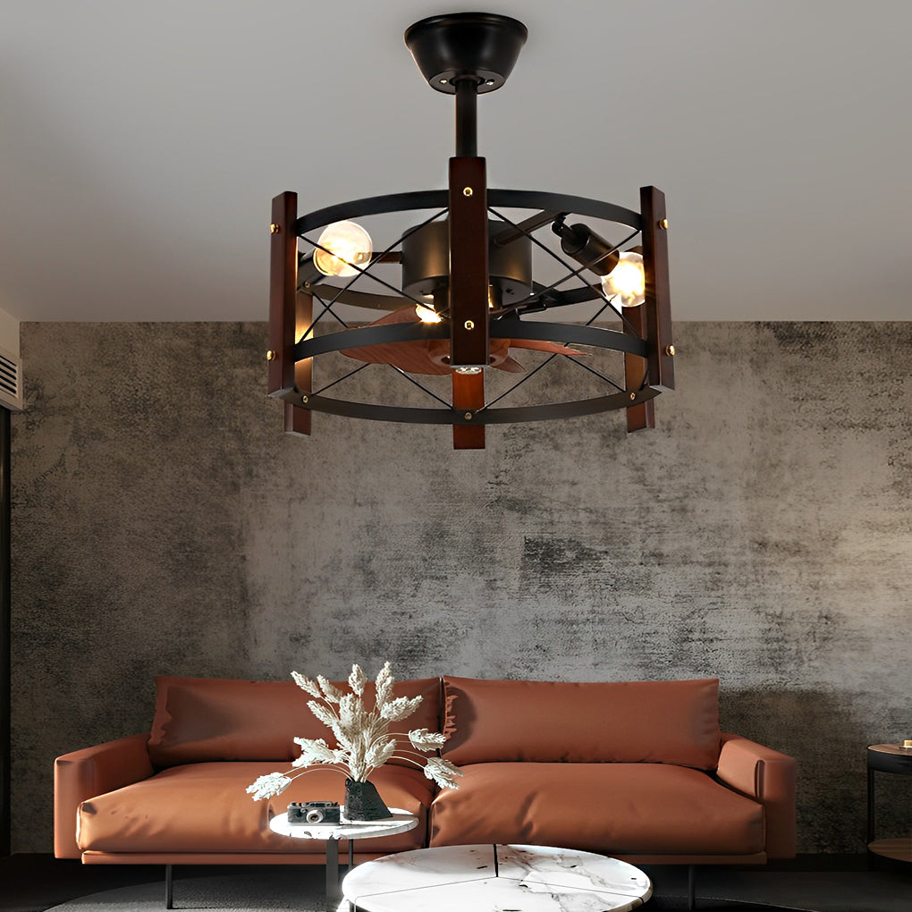 Retro Metal Bladeless Ceiling Fans with Chandelier - Modern Ceiling Light Fan, Stylish Home Decor, Energy Efficient Design, Quiet Operation, Vintage Charm