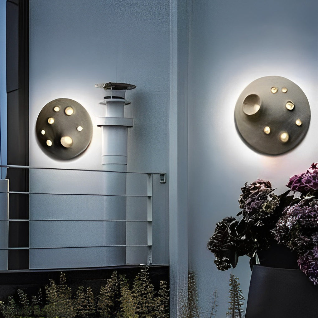 Round Creative Cement Lunar Crater Waterproof LED Wall Lamp