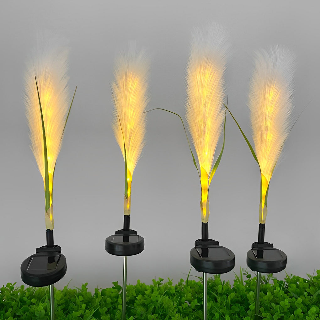 2PCS Hairy Reed LED Solar Lawn Lamps - Solar Garden Lighting, Outdoor LED Lights, Eco-Friendly, Waterproof, Decorative Landscape Lighting