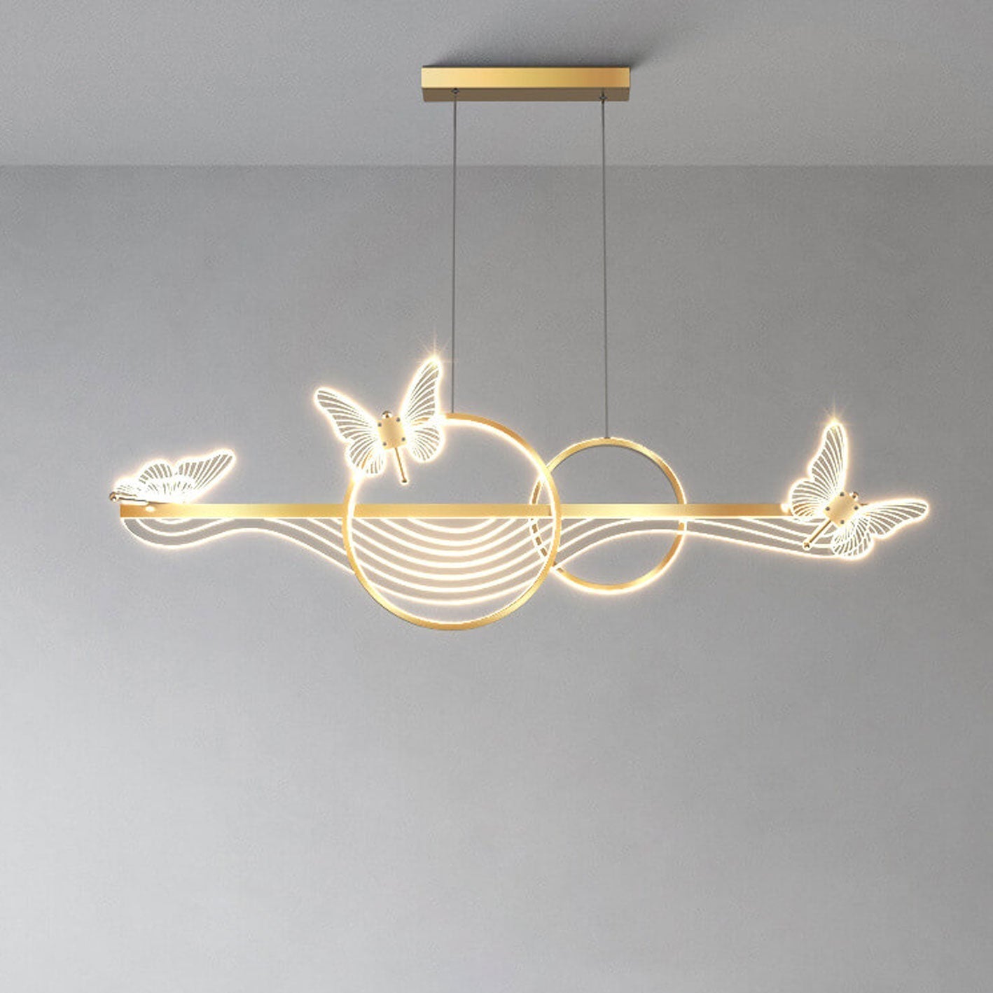 Nordic Luxury Butterfly Round LED Island Chandelier