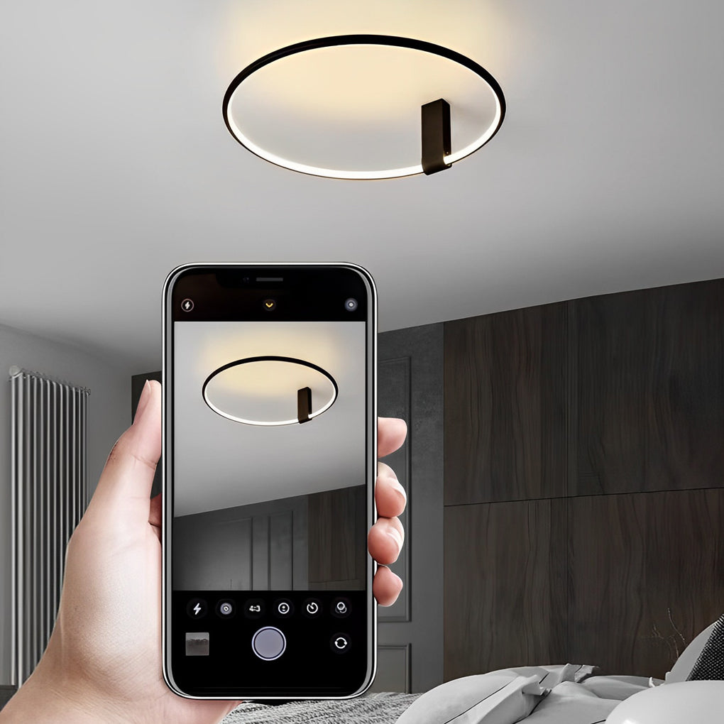 Adjustable Minimalist Round 3-Step Dimming LED Black Ceiling Light