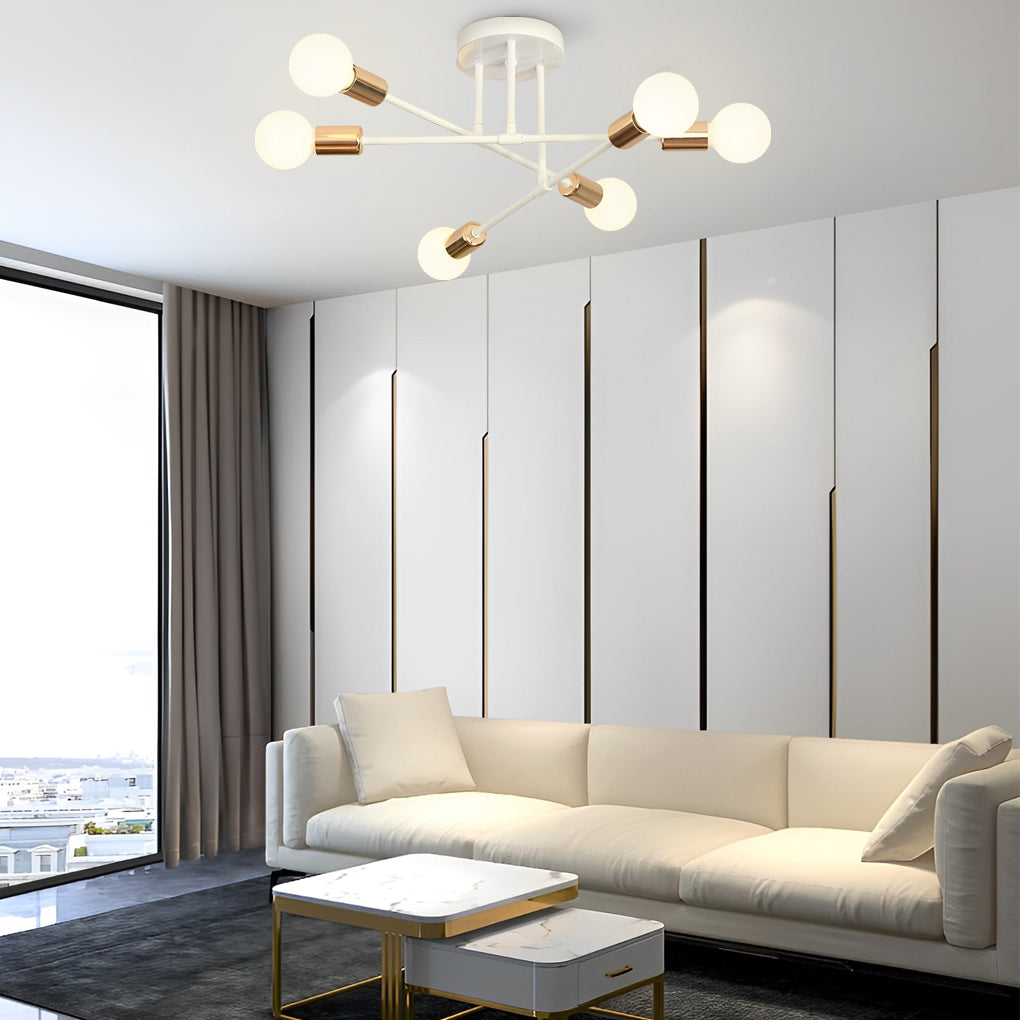 Elegant 6-Light Flush Mount Light, 22'' Dia, E26/E27 Ceiling Fixture