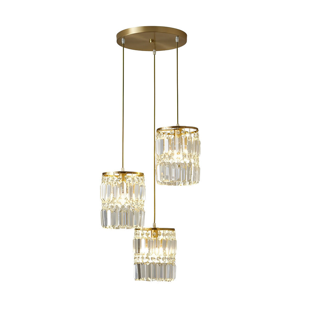 Cylindrical Dimming Nordic Pendant Light - 3-Step Crystal Shade Fixture