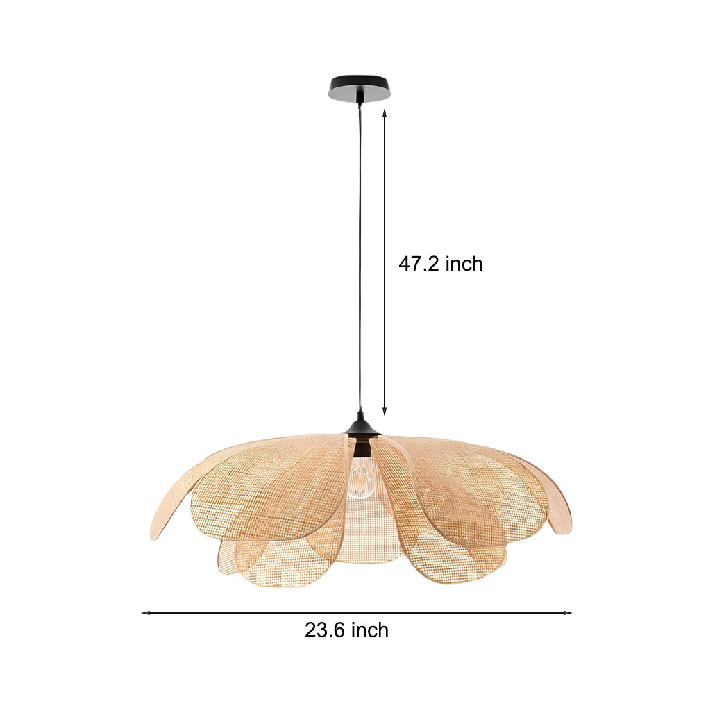 Rattan Flower Petals Japanese Chandelier - Three Step Dimming Light Fixture