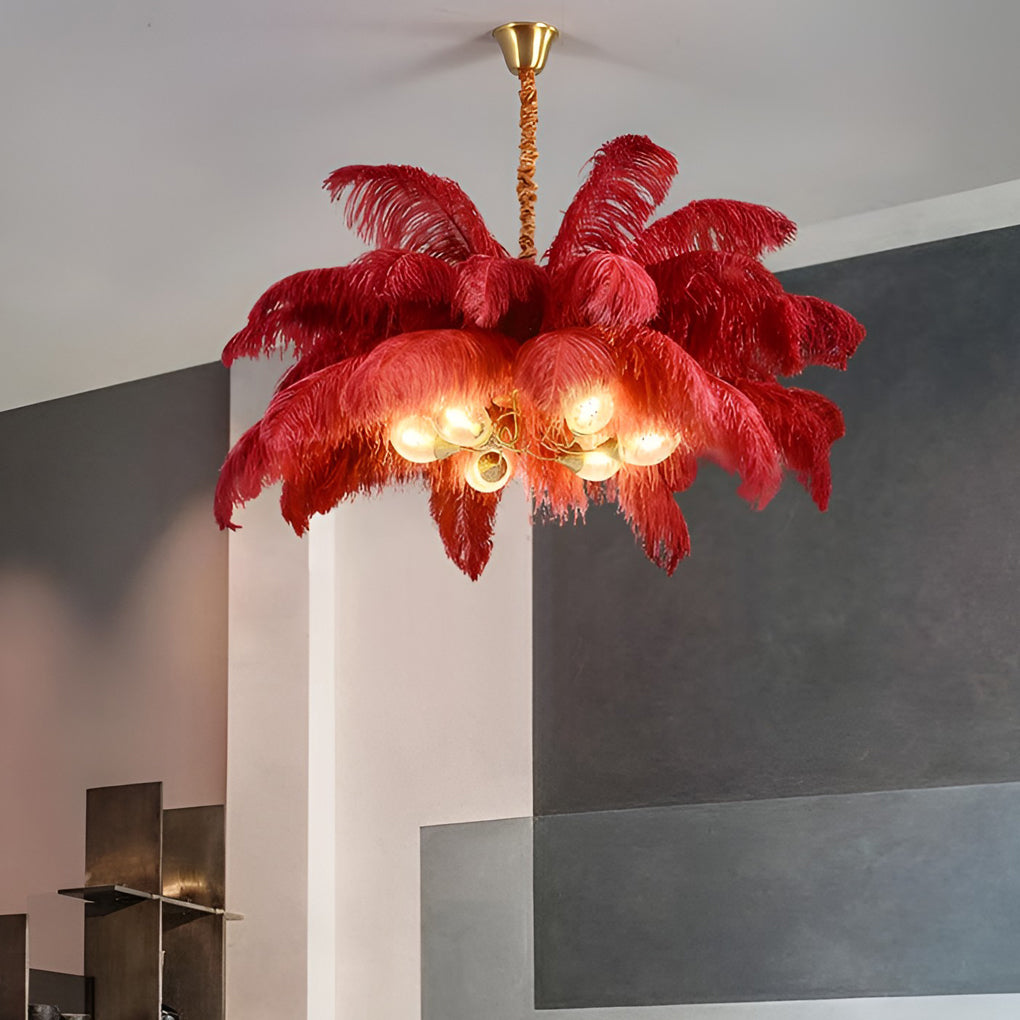 Feathers Copper Nordic Chandelier Flush Mount Ceiling Light