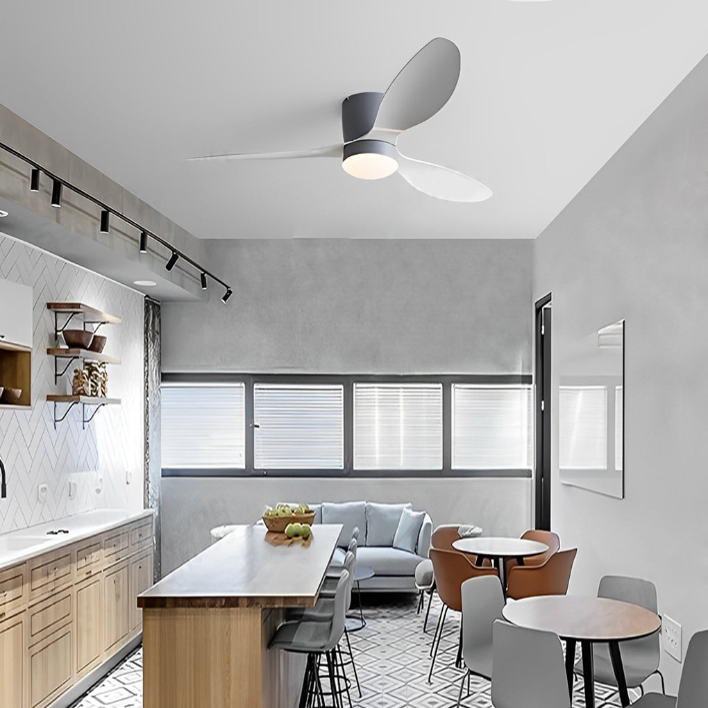52 Inch LED Dimmable Modern Ceiling Fan with Remote - Silent 3 Blade Design