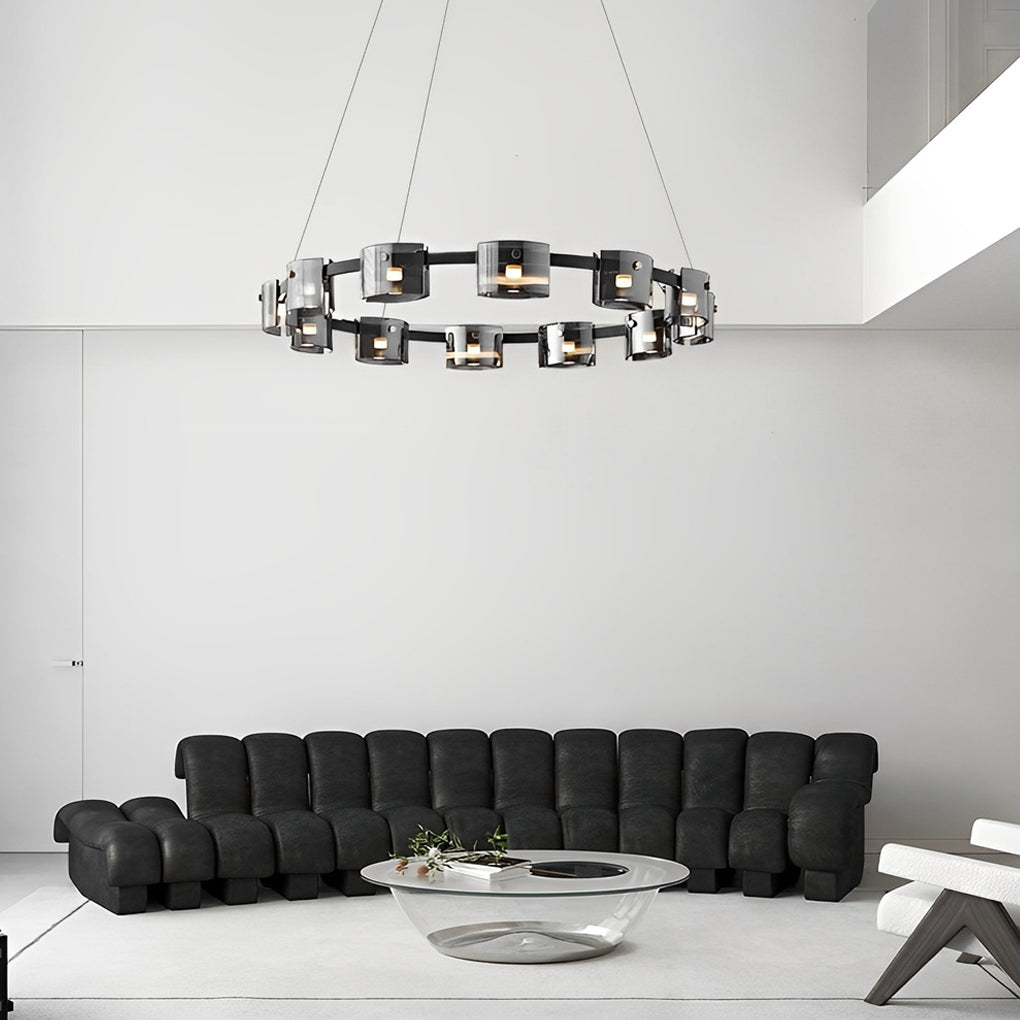 Circle Glass Stepless Dimming LED Chandelier - Nordic Design with Brightness Memory