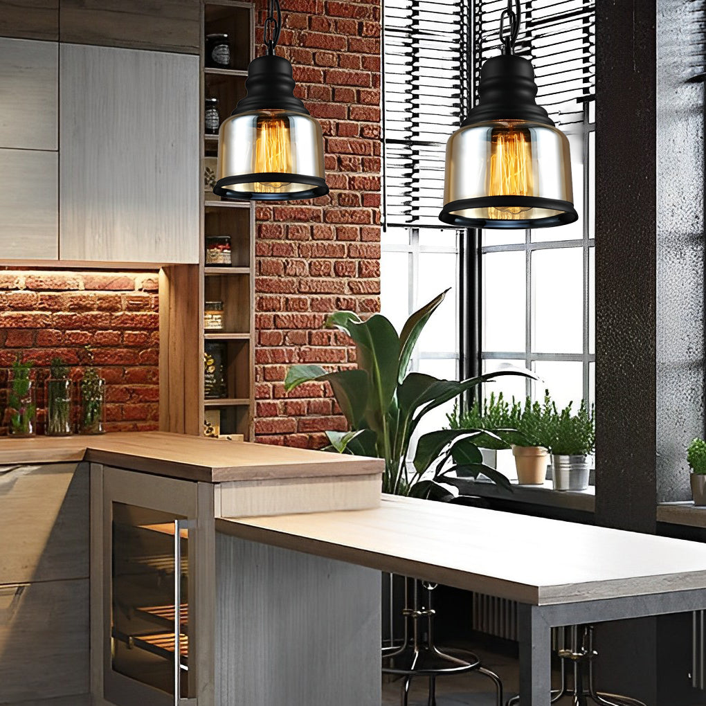 Retro Brown Glass Industrial Pendant Light Chandelier