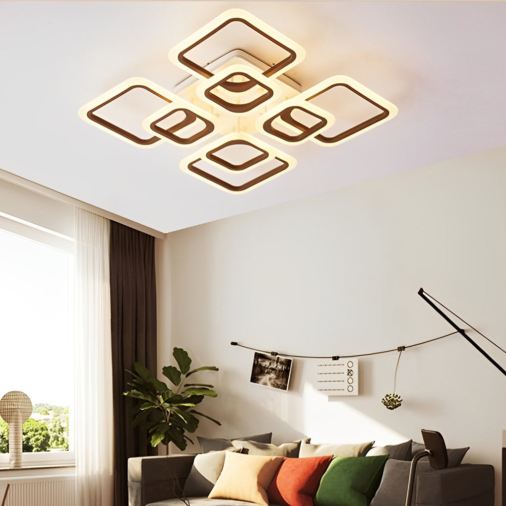 Square Modern Ceiling Light Fixture - Stepless Dimming Remote Control, Energy Efficient, Stylish Design