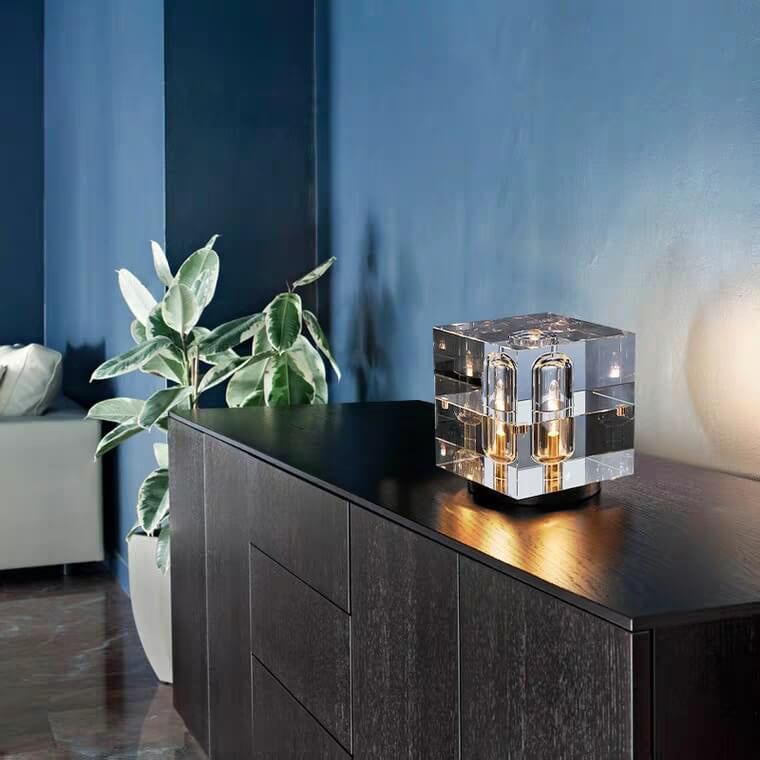 Modern Crystal Stereo Geometric Design 1-Light Table Lamp for Living Room, Bedroom, Nightstand, Decorative Lighting, Contemporary Home Decor, Stylish Accent Lamp, Elegant Crystal Lighting Fixture, Unique Geometric Design, USB Powered LED Lamp, Best Modern