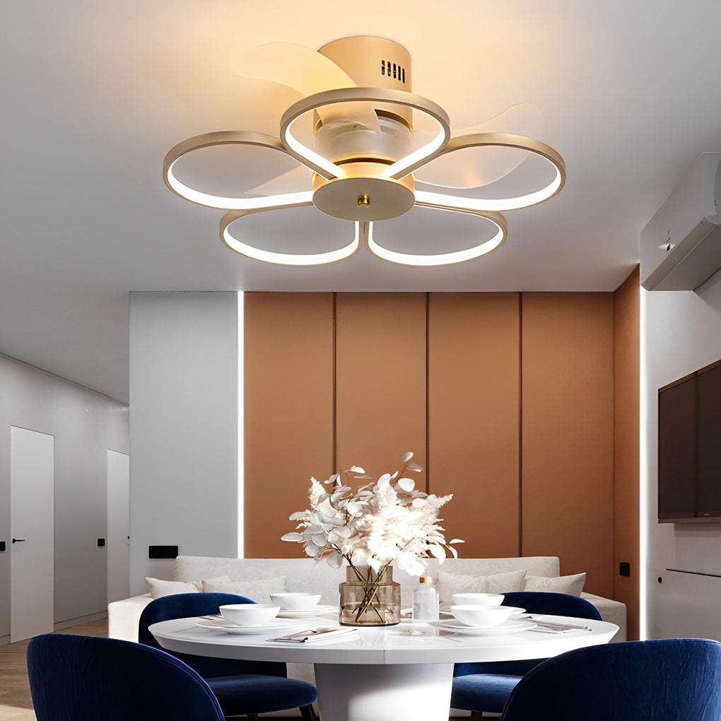Flowers Intelligent Dimmable LED Bladeless Ceiling Fan Lamp