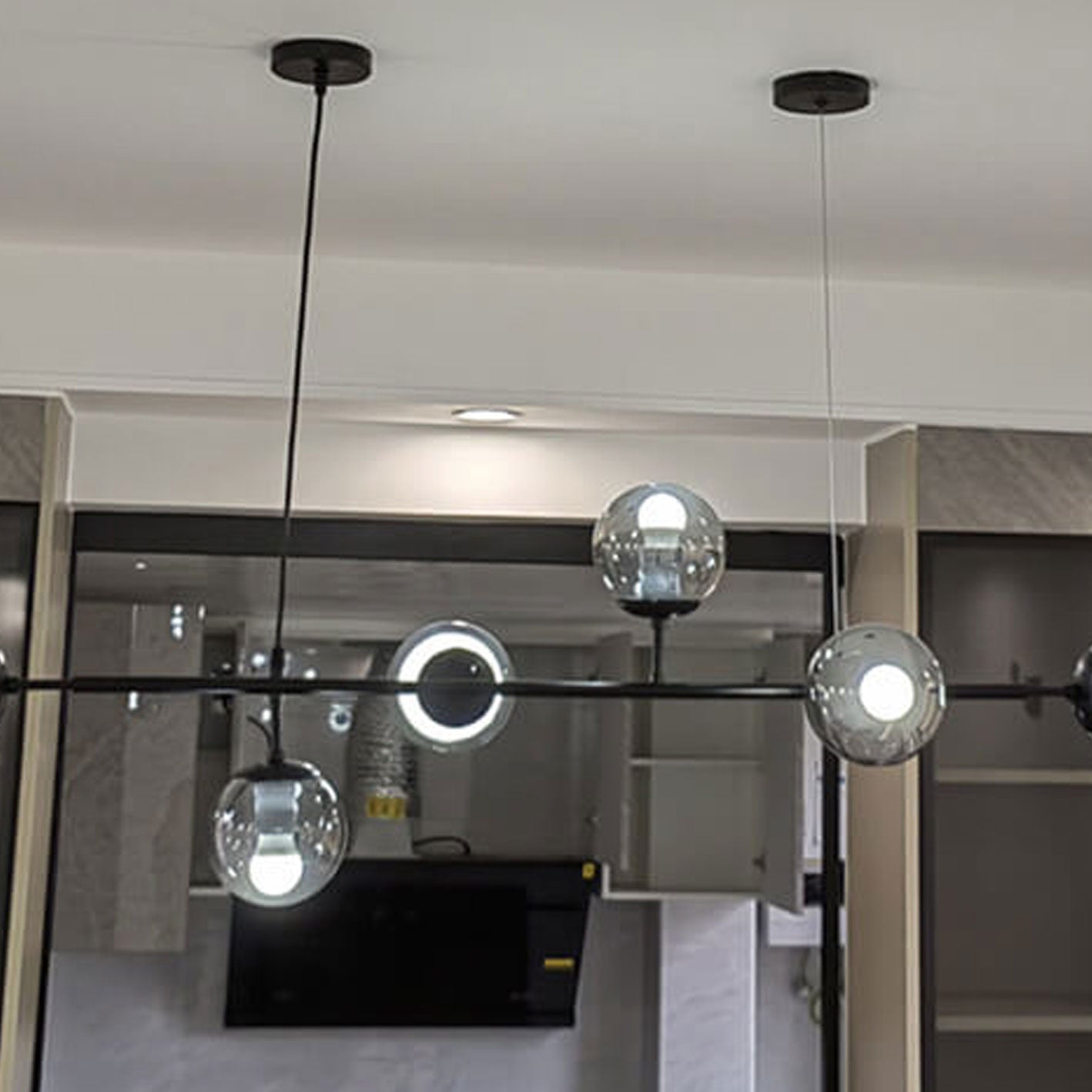 Modern Minimalist Round Globe 6-Light Chandelier - Glass Island Light Fixture