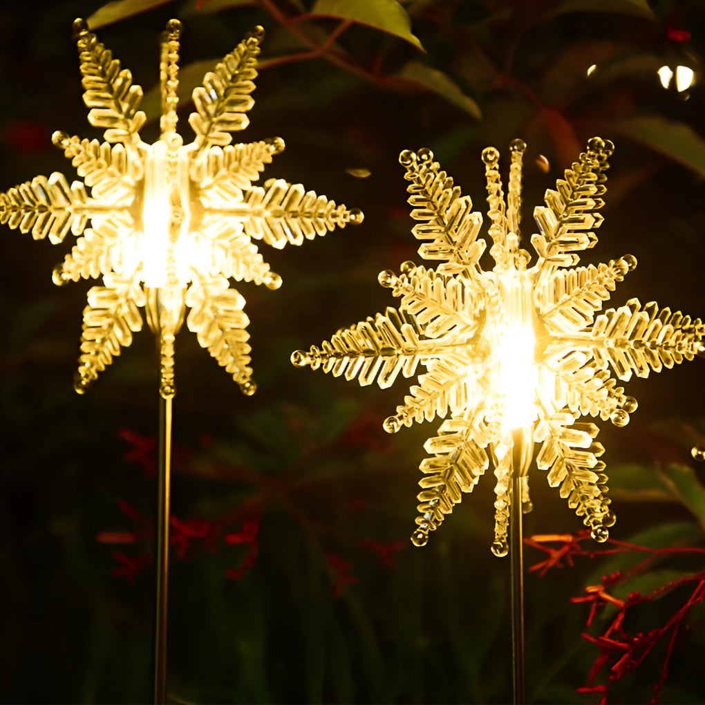 Acrylic Solar Snowflake Lawn Lights 2PCS Set - Outdoor Festive Decor