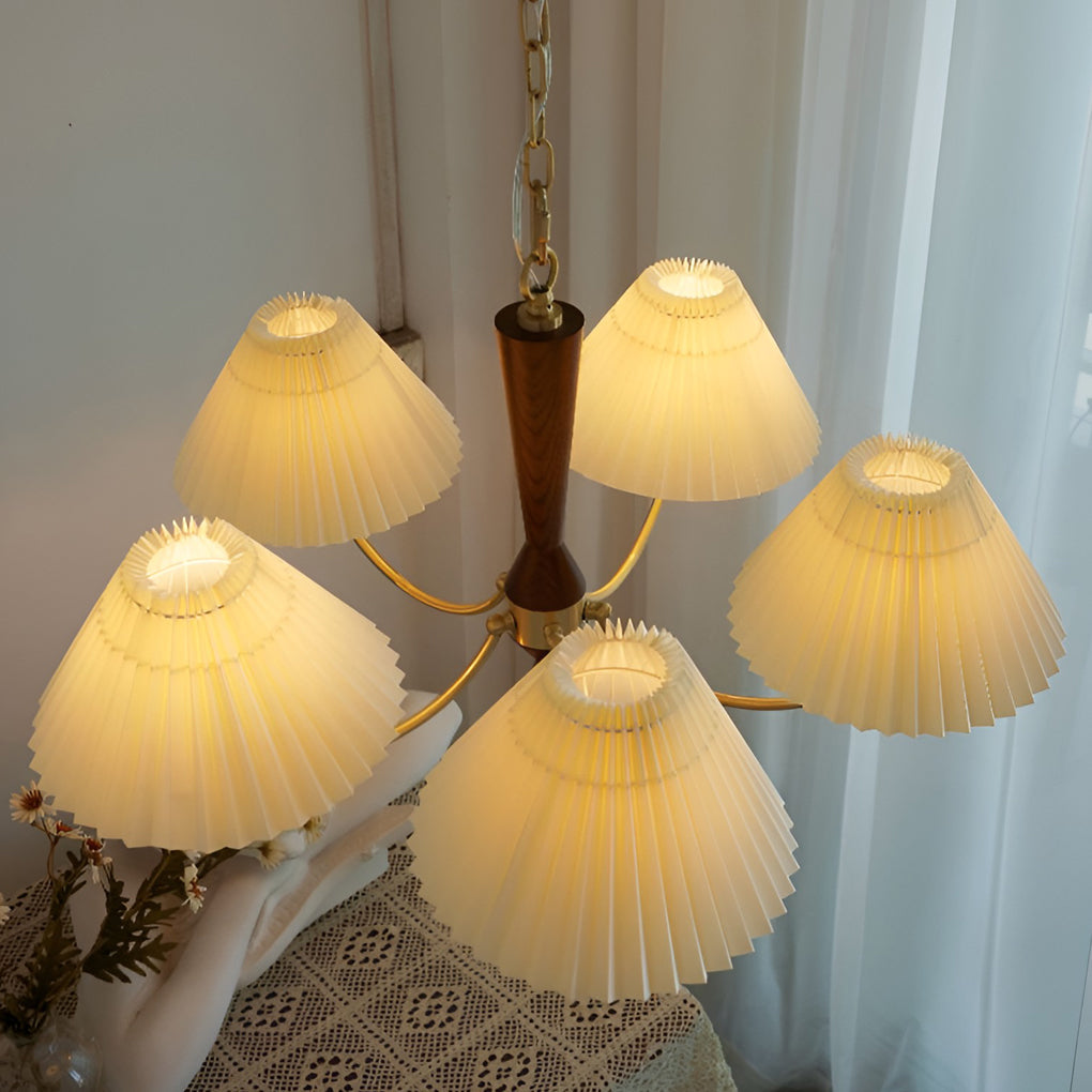 3-Light Pleated Lampshade LED Nordic Chandelier Pendant