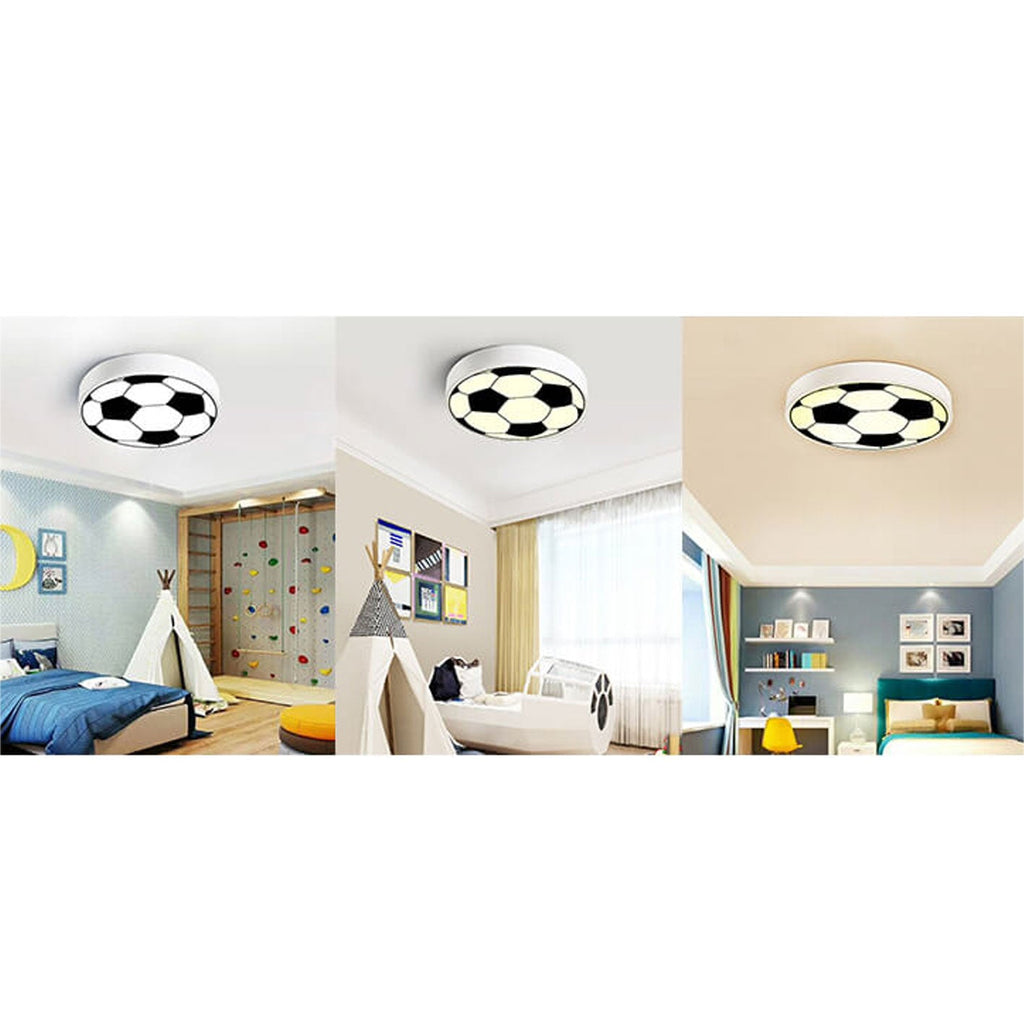 Cartoon Creative Round Football LED Kids Flush Mount Ceiling Light, Sports Room Decor, Children's Bedroom Lighting, Playroom Fixture, Modern Kids Ceiling Lamp, Fun Football Theme Light, Energy Efficient LED Illumination, Cute Kids Room Accessory
