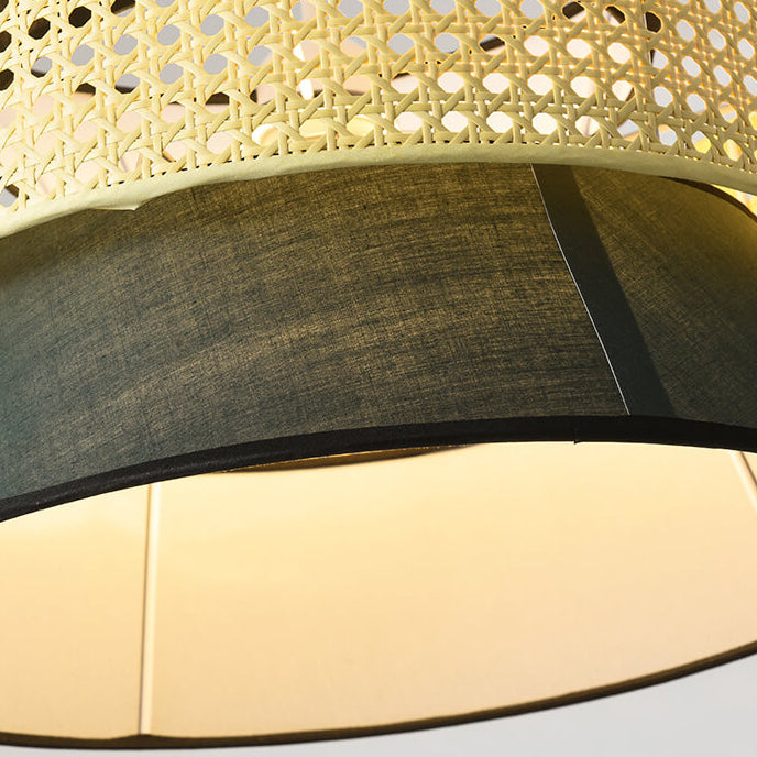 Modern Rattan Japanese Drum Pendant Light - 1-Light Fixture for Home Decor