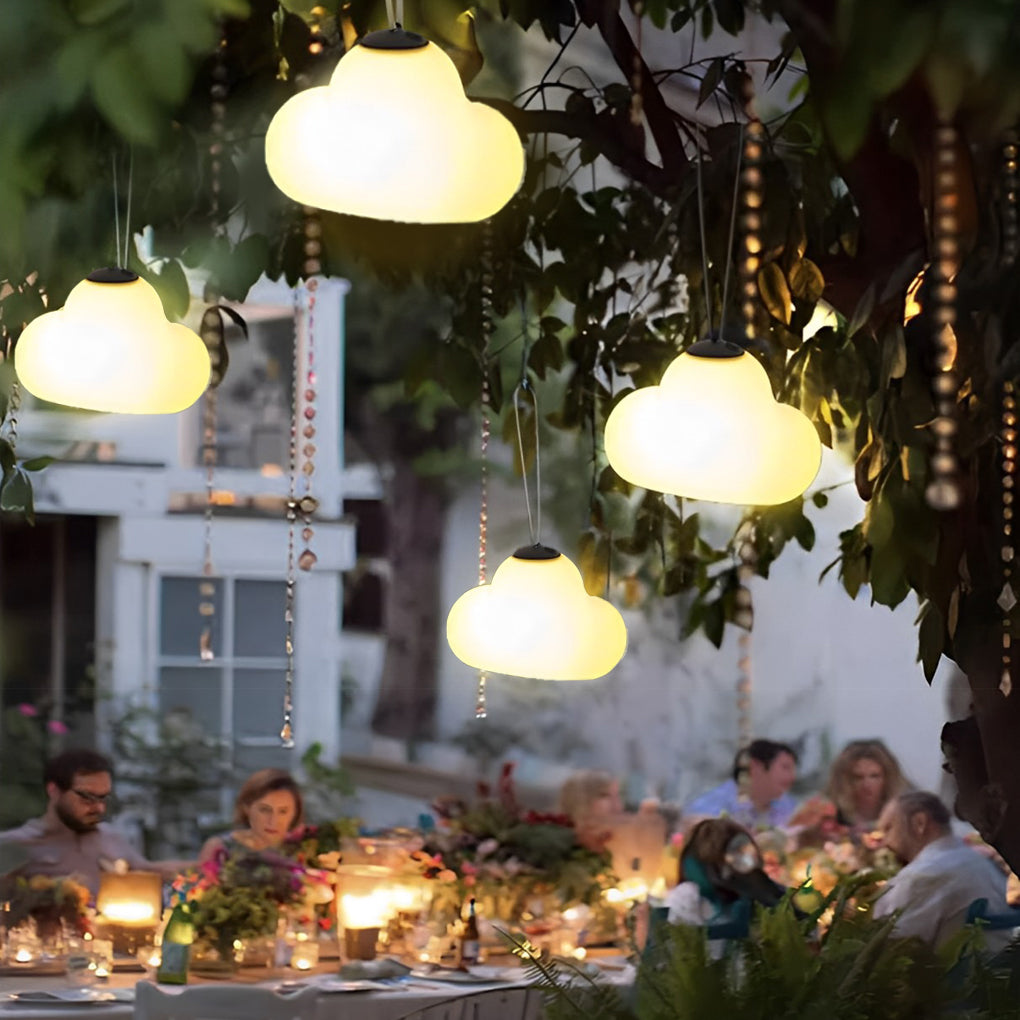 Waterproof Clouds LED Hanging Lights - Rechargeable Outdoor Lighting, DC5V, Perfect for Garden & Patio Decor