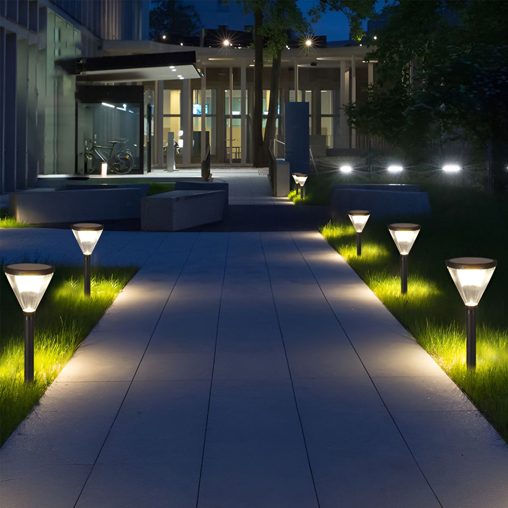 Eco-Friendly Cone Solar Path Light - Modern LED Outdoor Luminaire for Gardens