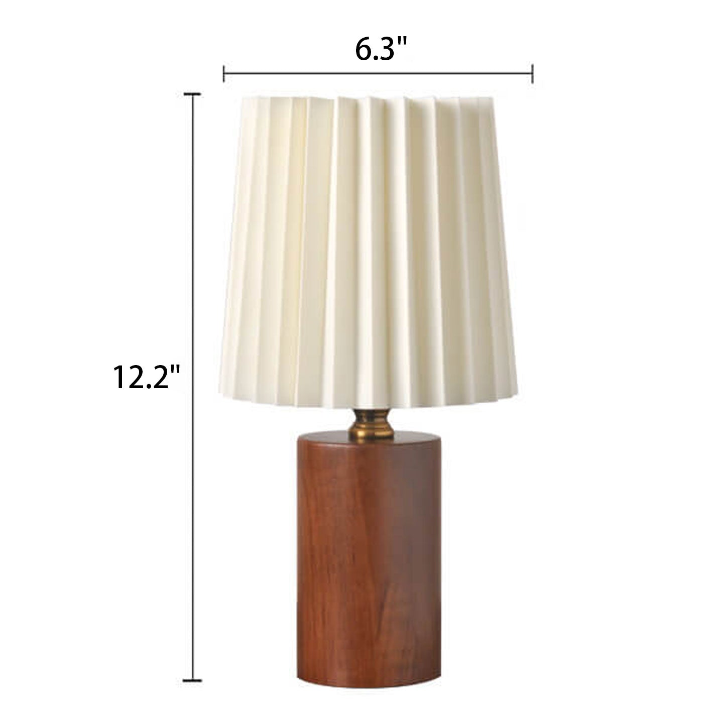 Vintage Korean Pleated Column Wooden Base Table Lamp - 1-Light Design
