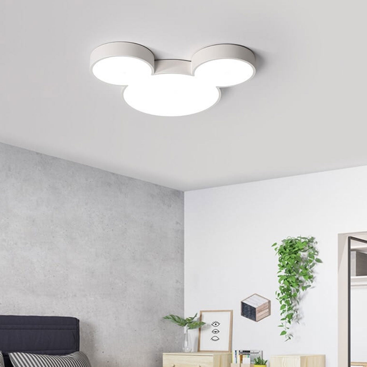 Contemporary Creative Mouse Cartoon Slim LED Flush Mount Ceiling Light for Living Room Bedroom Modern Kids Lighting Funny Cartoon Design Adjustable Brightness Energy Efficient Ceiling Fixture Decorative Nursery Room Light Playful Illumination Stylish Home