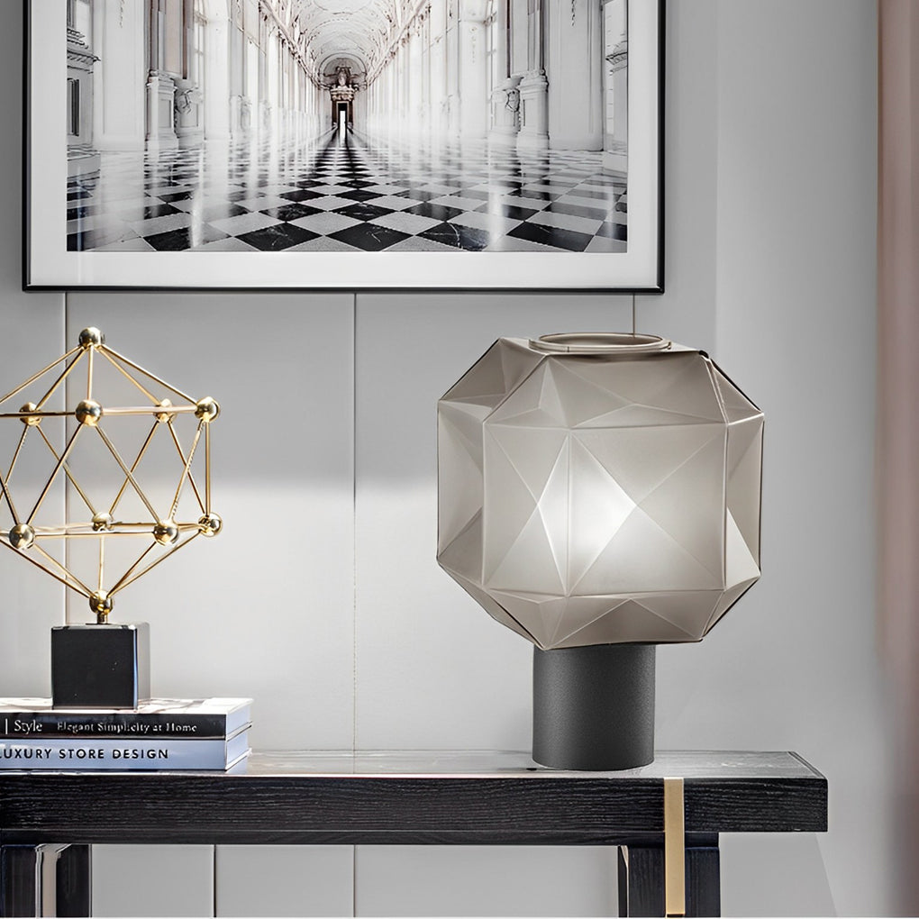 Modern 1-Light Cylinder Smoke Glass Orb Table Lamp