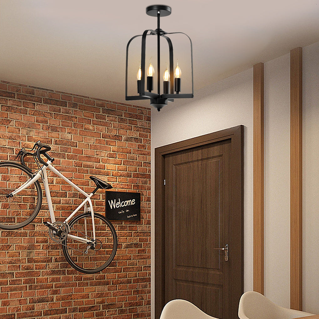 Rustic Iron Cage Chandelier - American Country Ceiling Light Fixture