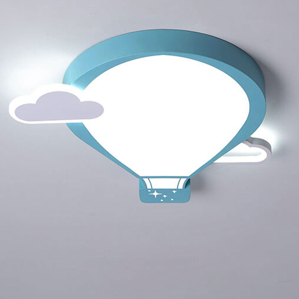 Cartoon Hot Air Balloon Kid LED Flush Mount Ceiling Light Nursery Bedroom Fixture Kids Room Decor Childrens Lighting Cute Cartoon Ceiling Lamp Colorful Adventure Theme Adjustable Brightness Fun Illustration Design Energy Efficient Safe Lighting Kids Ceili