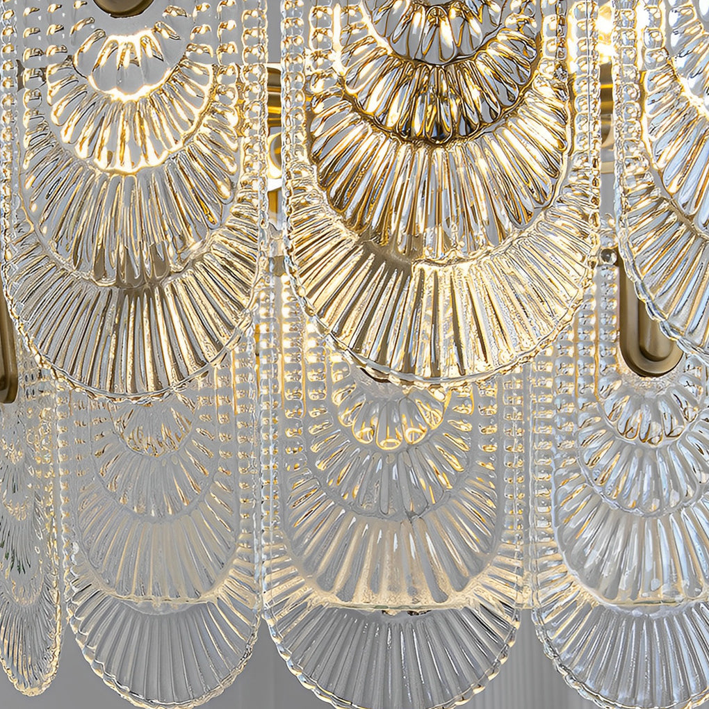 Round French Court Style Glass Three-Step Dimming Modern Chandelier