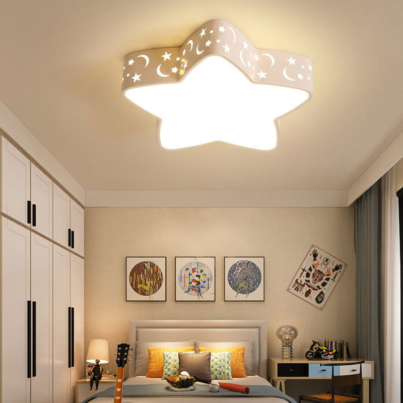 Cartoon Creative Star Shape LED Flush Mount Ceiling Light Fixture for Kids' Room, Nursery, Children’s Bedroom, Modern Ceiling Lamp, Cute Decorative Lighting, Energy-Efficient Star Pendant Light for Playroom or Baby Room