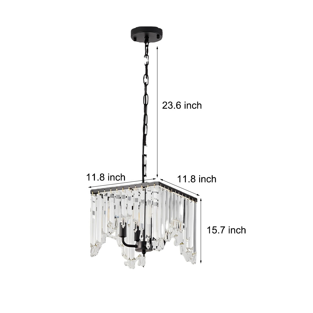 4-Light Modern Crystal LED Chandelier - Three-Step Dimming, Black Finish