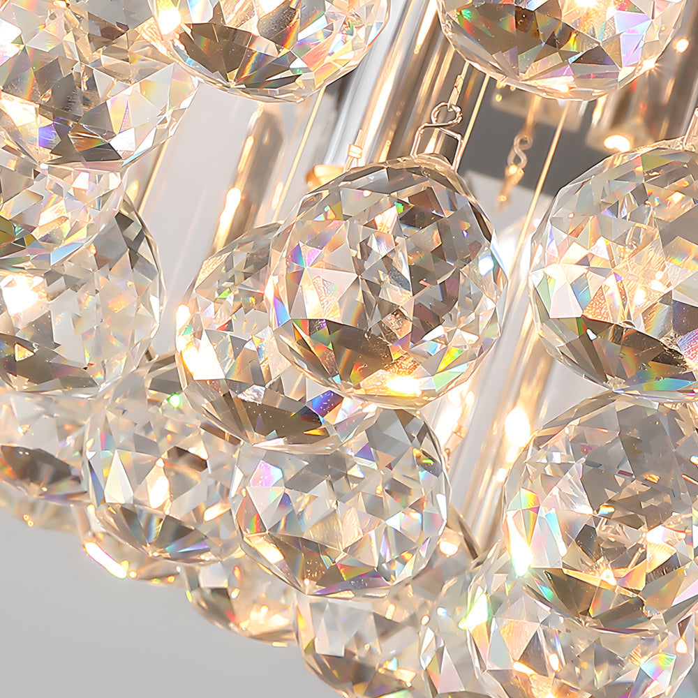 Round Crystal Flush Mount Light - Luxury Modern Ceiling Fixture
