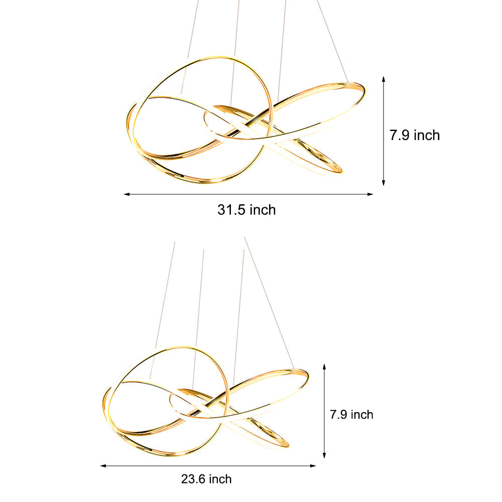 Circular Curved LED Chandelier - 3 Step Dimming Modern Lighting Solution