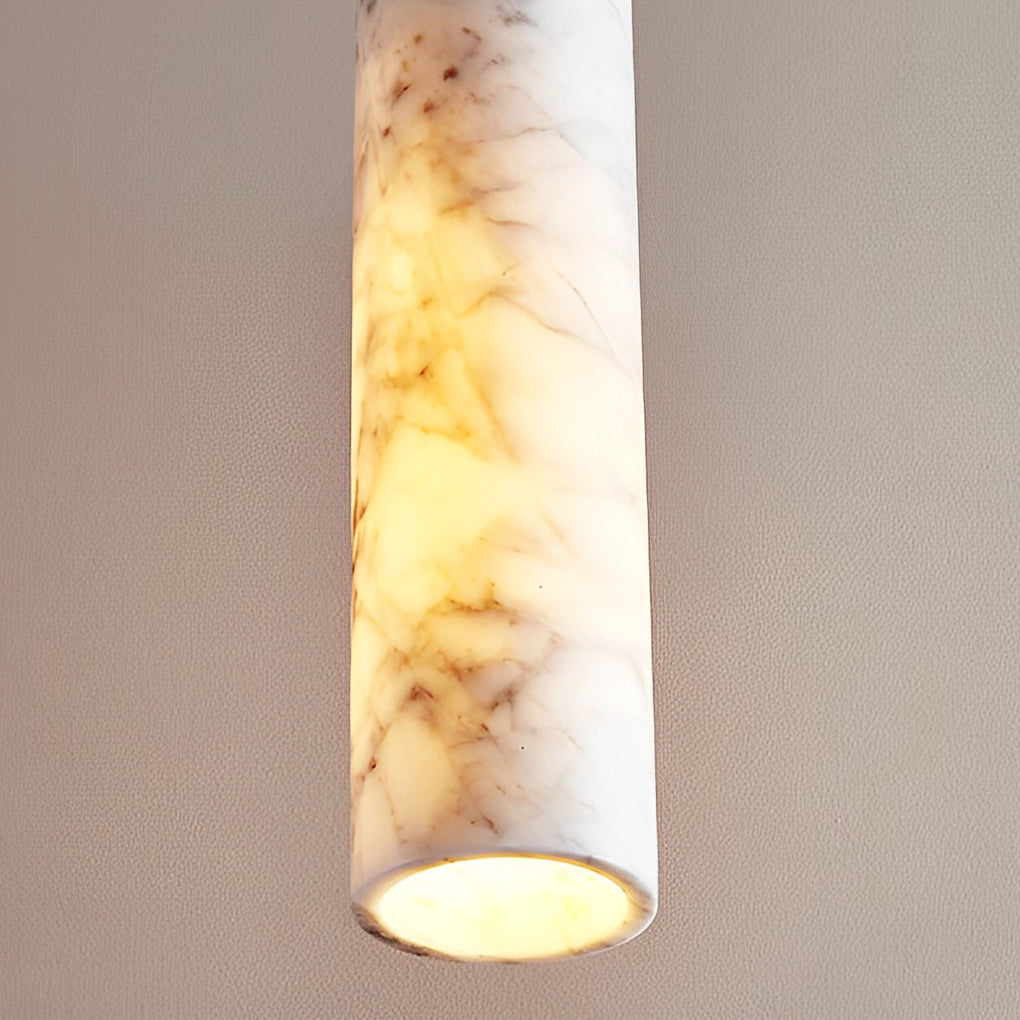 Elongated Cylindrical Marble Chandelier Pendant Light