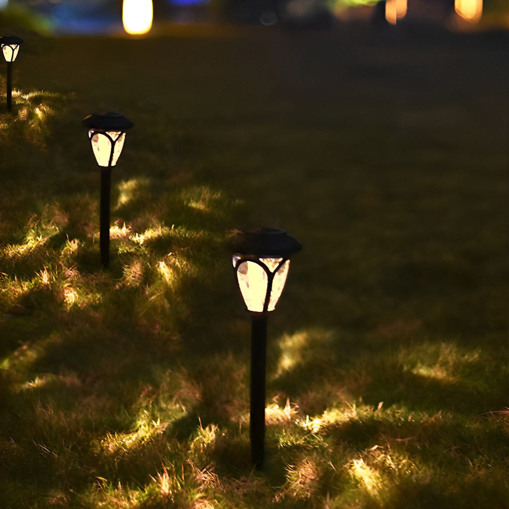 Modern Black Solar Lawn Lights - 2-Pack Smart LED Outdoor Lighting