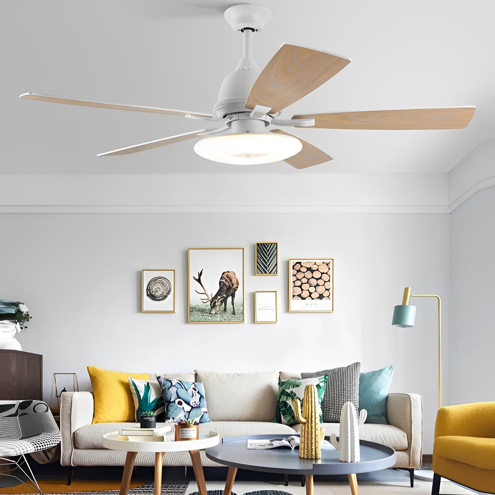 5 Blades Mute Dimmable LED Ceiling Fan with Remote - Nordic Style Modern Design