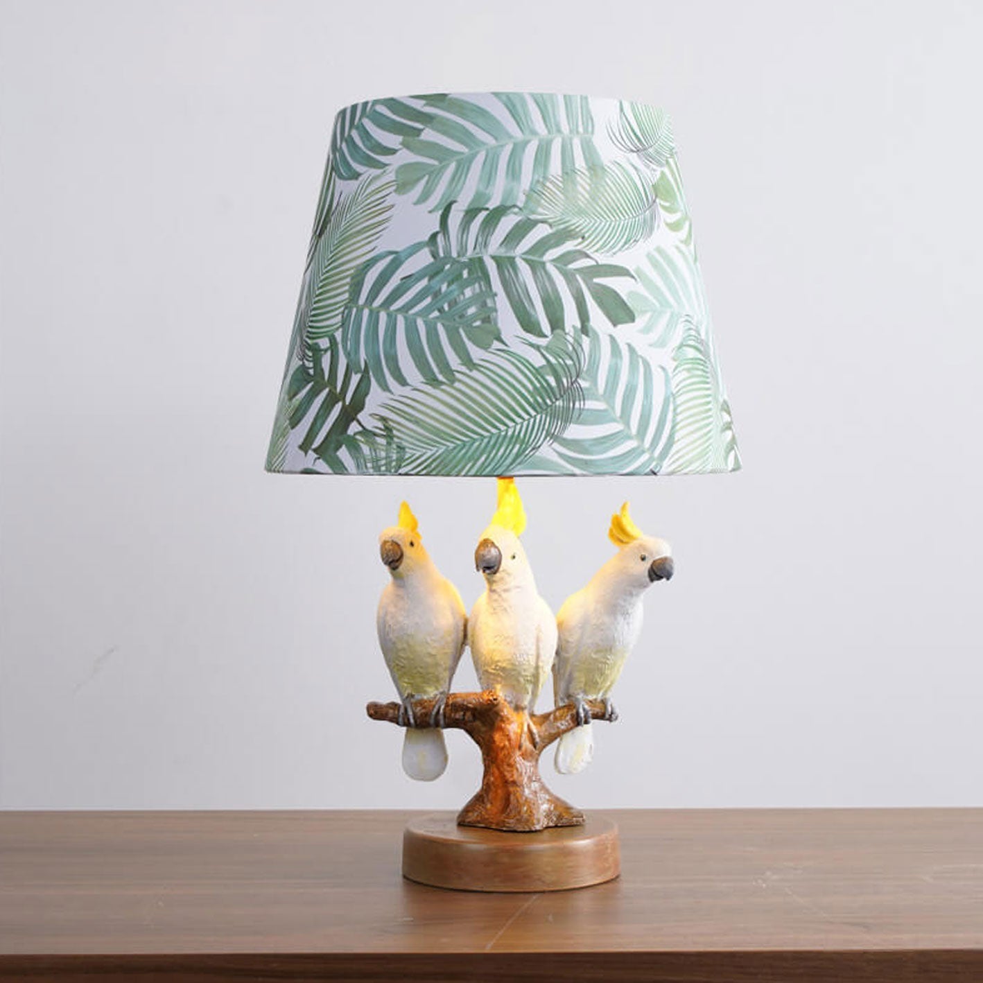 Nordic Leaf Fabric Resin Bird Design 1-Light Table Lamp - Modern Scandinavian Home Decor, Stylish Accent Lighting for Living Room, Bedroom, and Office, Unique Bird Motif, Contemporary Lamp Shade, Artisan Table Lighting Solutions