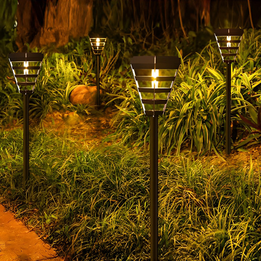 Smart Solar Black Outdoor Post Light - Weatherproof LED Lawn Lamp with Intelligent Light Control