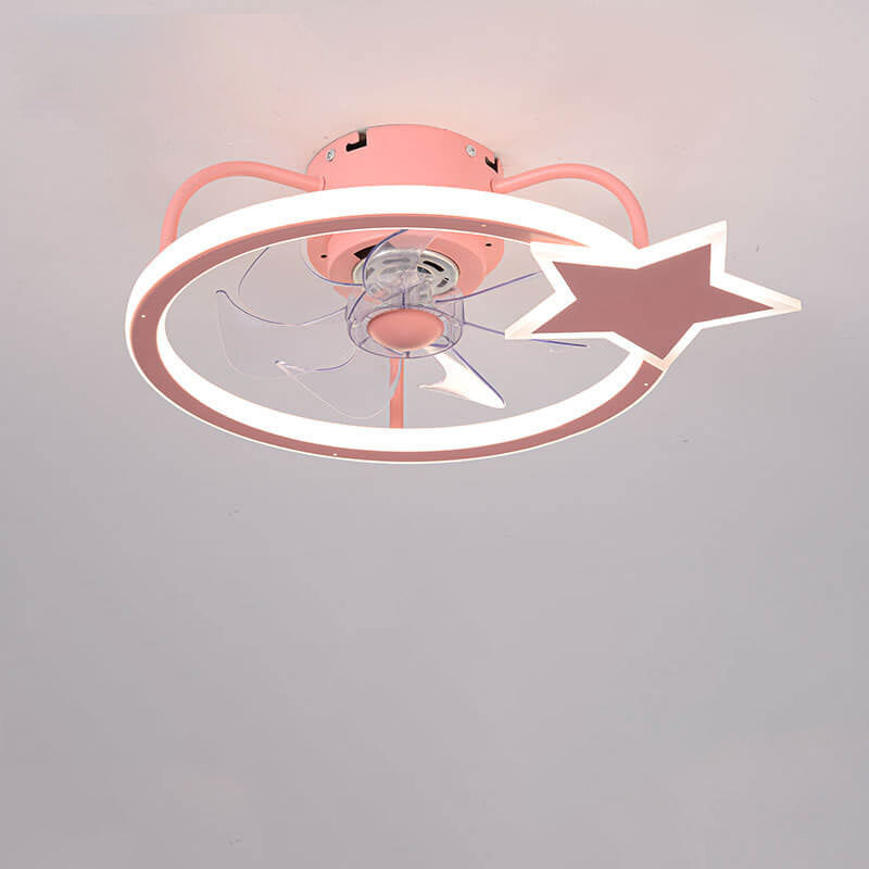 Child-Friendly Star Dolphin LED Ceiling Fan Light - Quiet Flush Mount Design