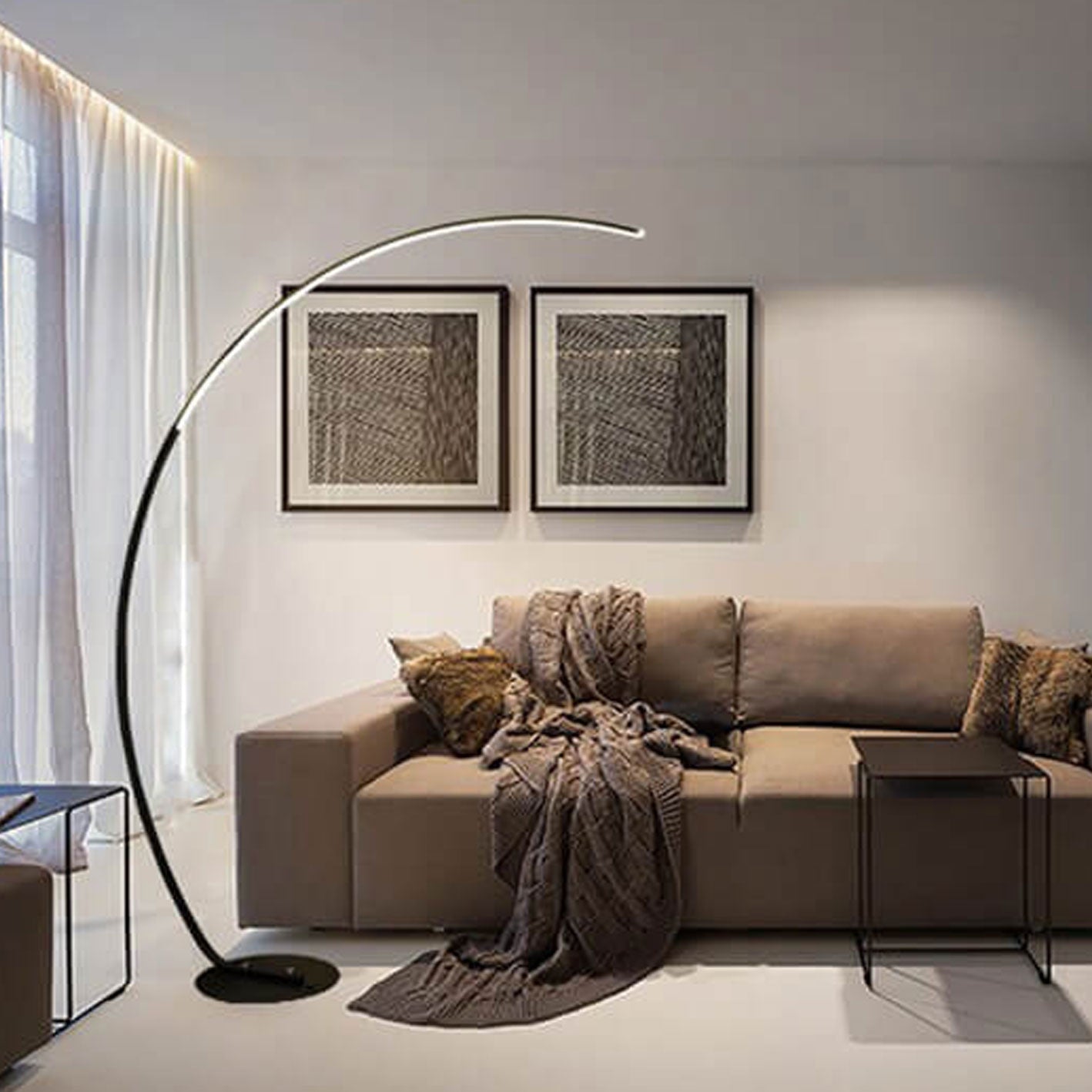 Minimalist Curved Line LED Aluminum Floor Lamp