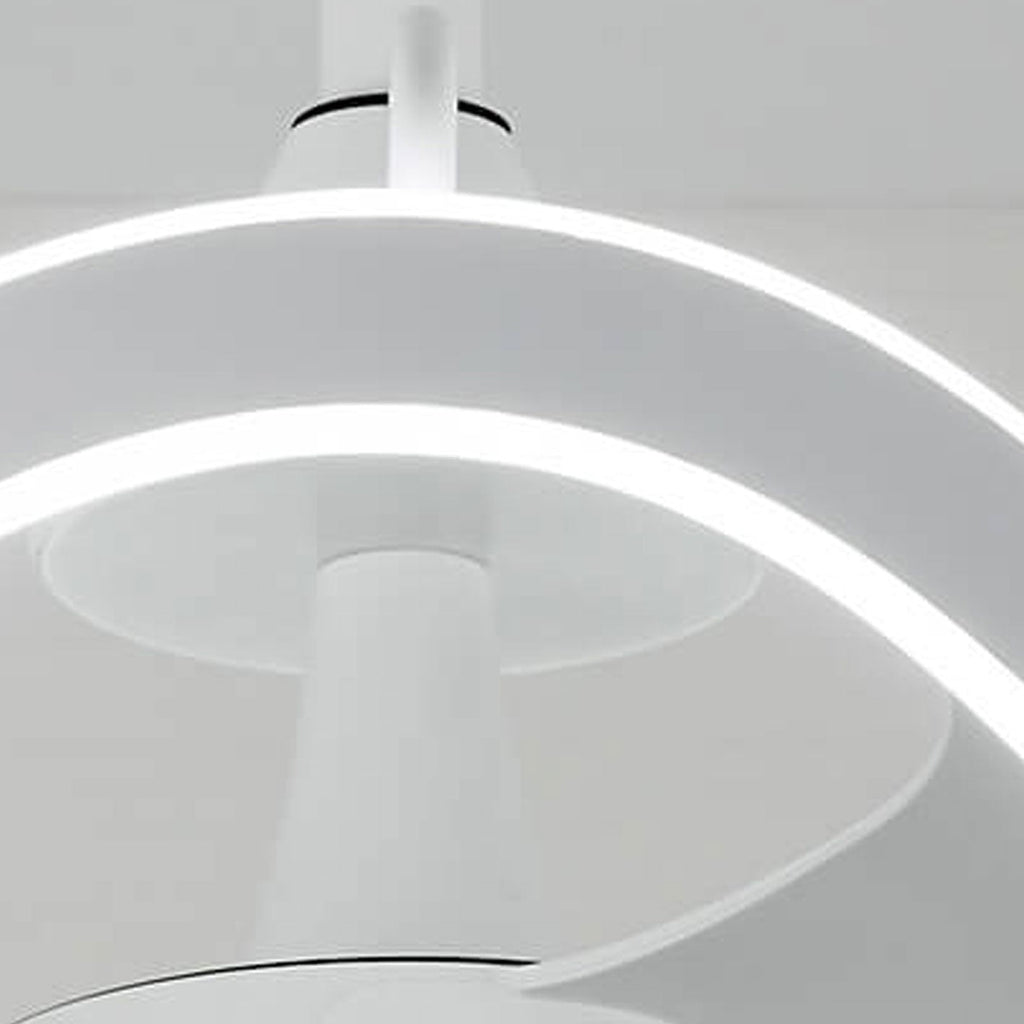 Modern Luxury Circular Inverter Silent Downrod Ceiling Fan Light