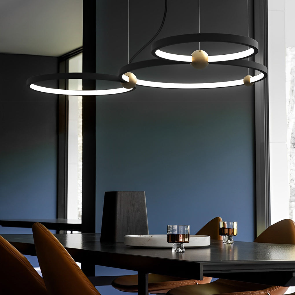 Circular Metal Black Chandelier - Post-Modern Creative Art Lighting