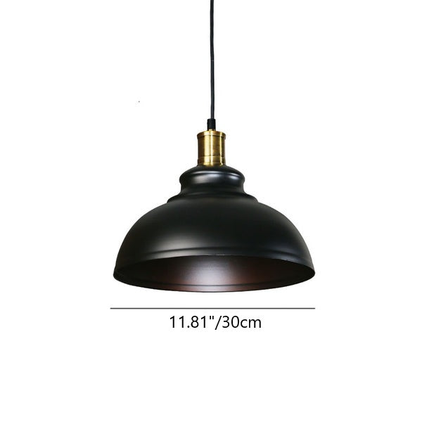 Contemporary Industrial Dome Pendant Light - Round Iron 1-Light Fixture for Living Room