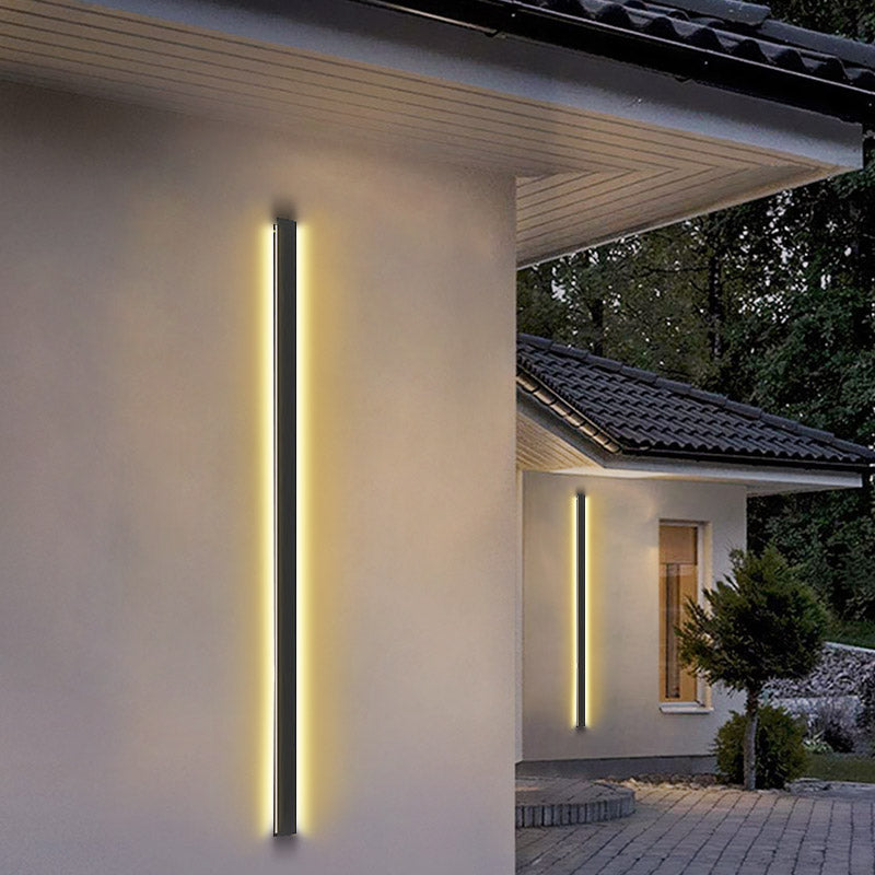 Black Long Linear Metal Waterproof Dimmable Outdoor Wall Light