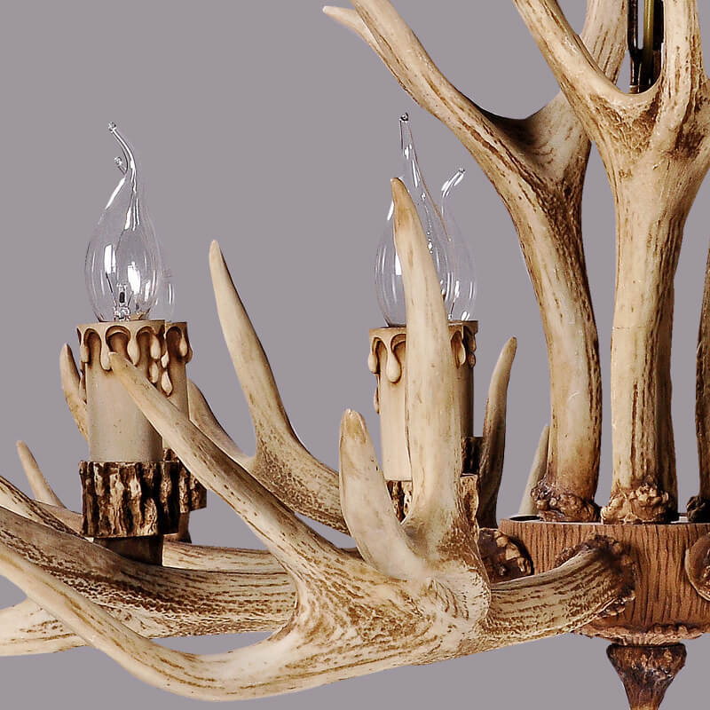 Contemporary Industrial Antler Metal Resin 6-Light Chandelier for Living Room