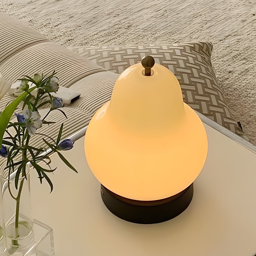 7.5 Inch Glass LED Pear Table Lamp with Touch Switch - Ambient Lighting for Home Décor
