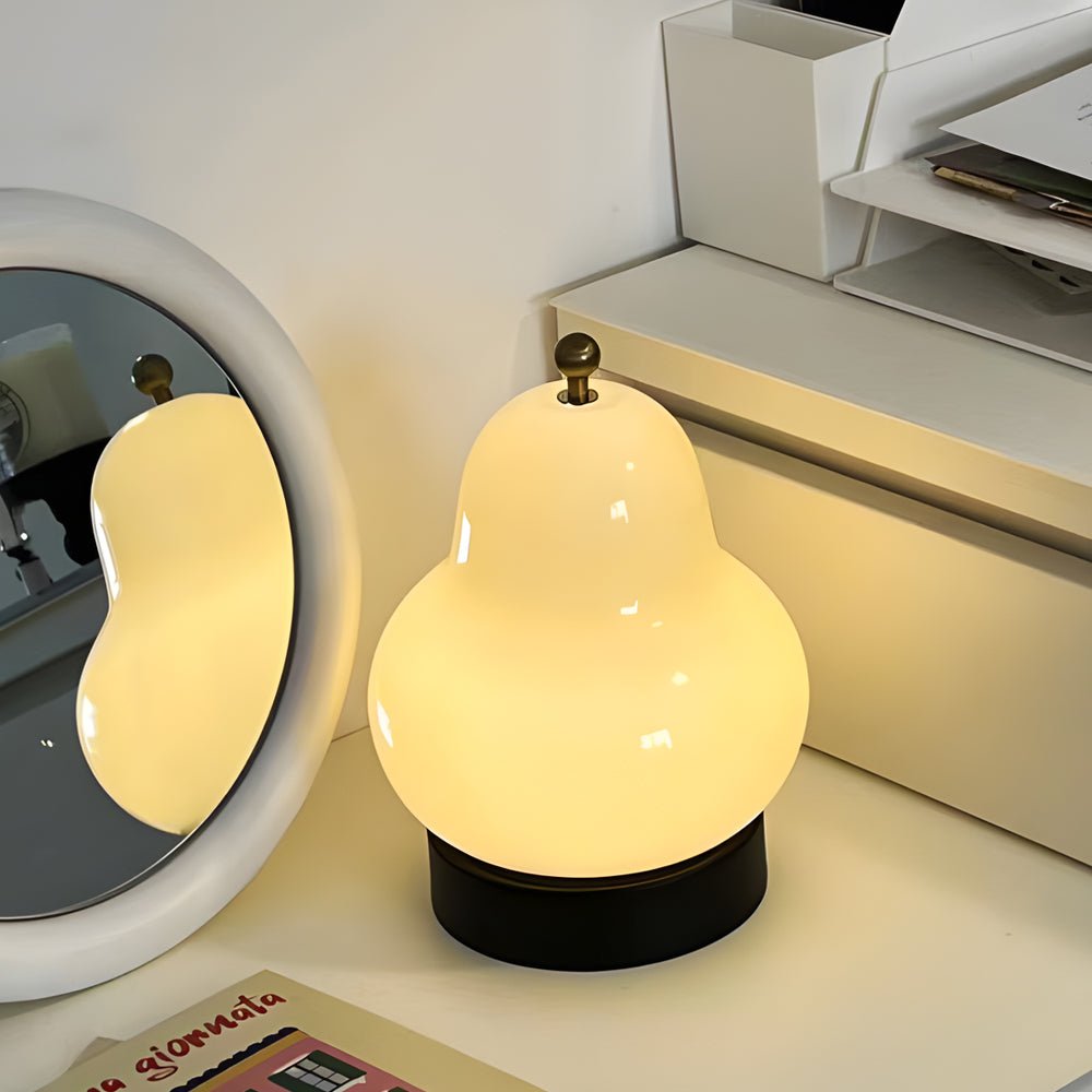 7.5 Inch Glass LED Pear Table Lamp with Touch Switch - Ambient Lighting for Home Décor